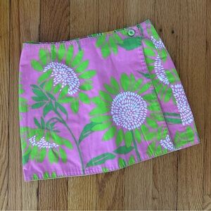 Lilly Pulitzer Pink and Green Design girls 5 double sided reversible wrap skirt